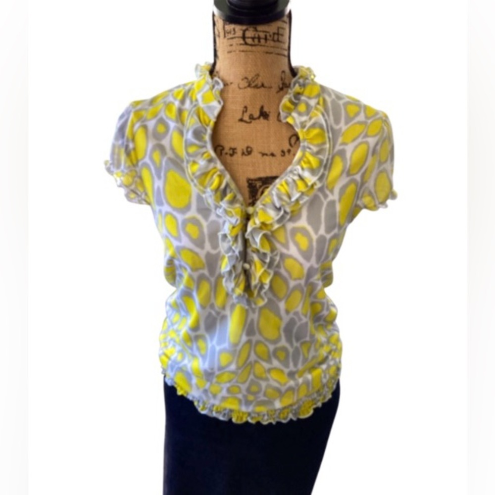 International Concepts ruffled neck, sleeves, bottom; body lined.